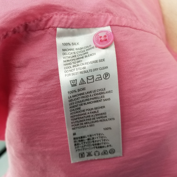 Tommy Bahama 100% Silk Bright Pink Button Up Long Sleeve Shirt Size Small - Picture 12 of 12